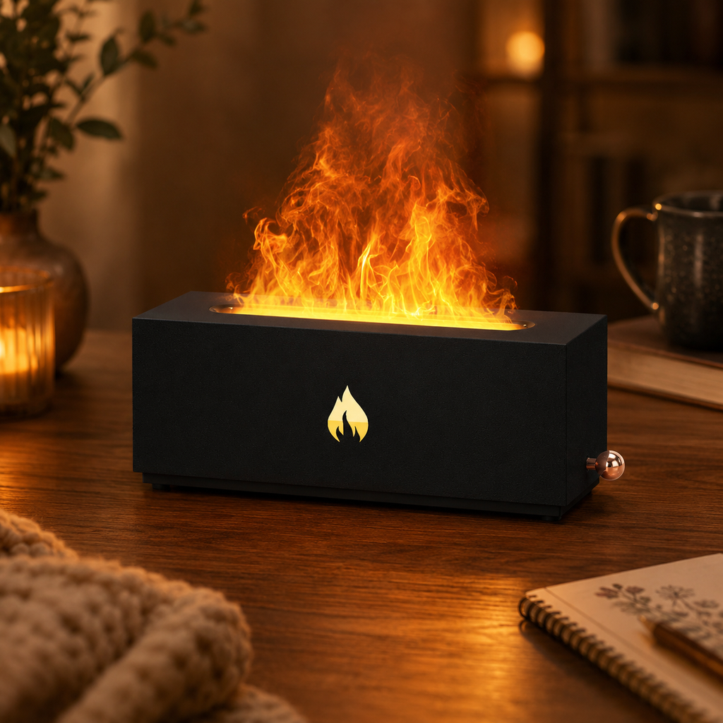 Flame Effect Aromatherapy Diffuser | Essential Oil Humidifier with Ambient Flame Light