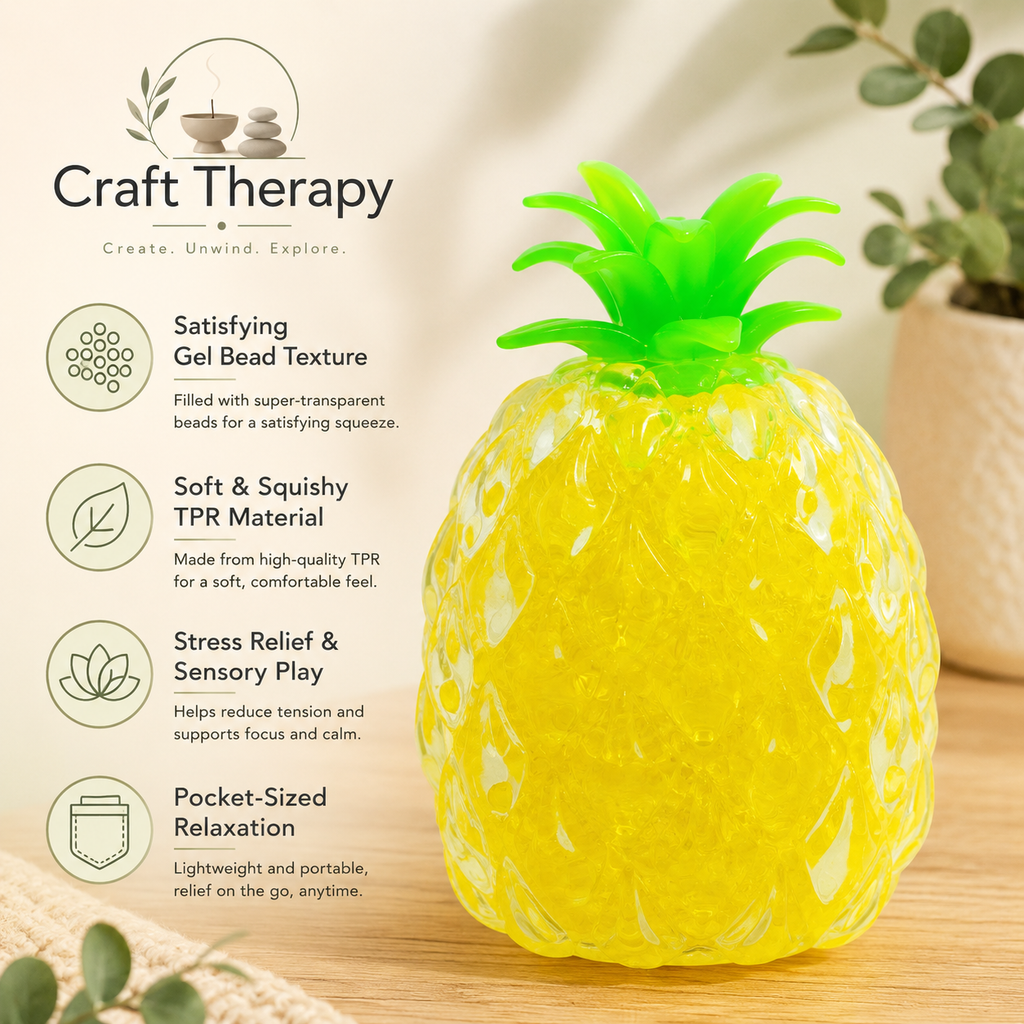 Pineapple Squish Stress Ball | Sensory Fidget Toy for Stress Relief & Hand Exercise