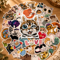 Cute Cat Adventure Waterproof Sticker Pack | 50-Piece Vinyl Sticker Set