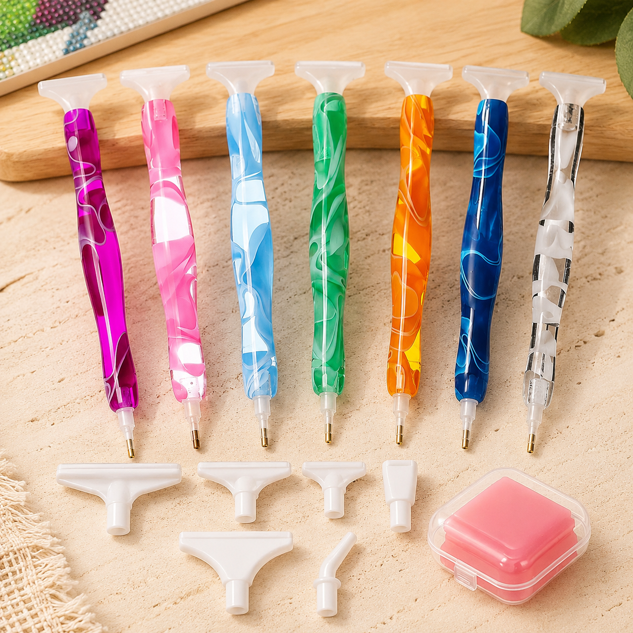 Diamond Painting Pen Set | Multi-Placer Resin Pen with 13 Precision Tips & Wax Clay & Storage Case
