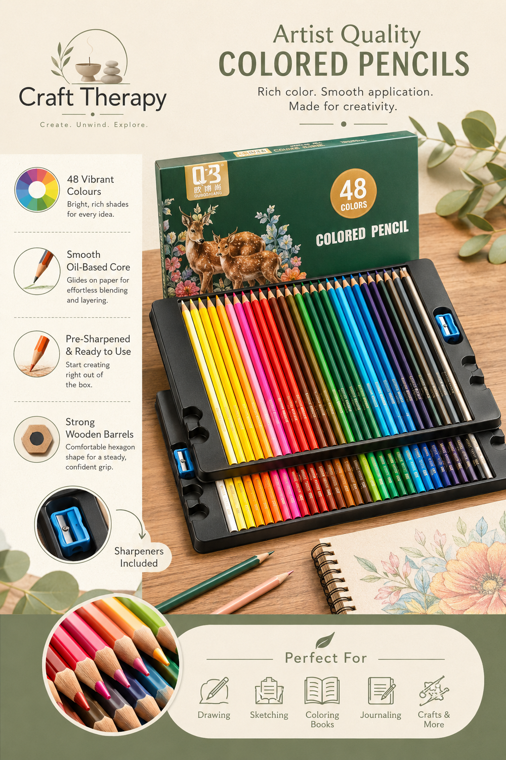 Oil-Based Colour Pencils Set – 48, 72, 120, 150 & 200 Colours for Drawing, Sketching & Colouring