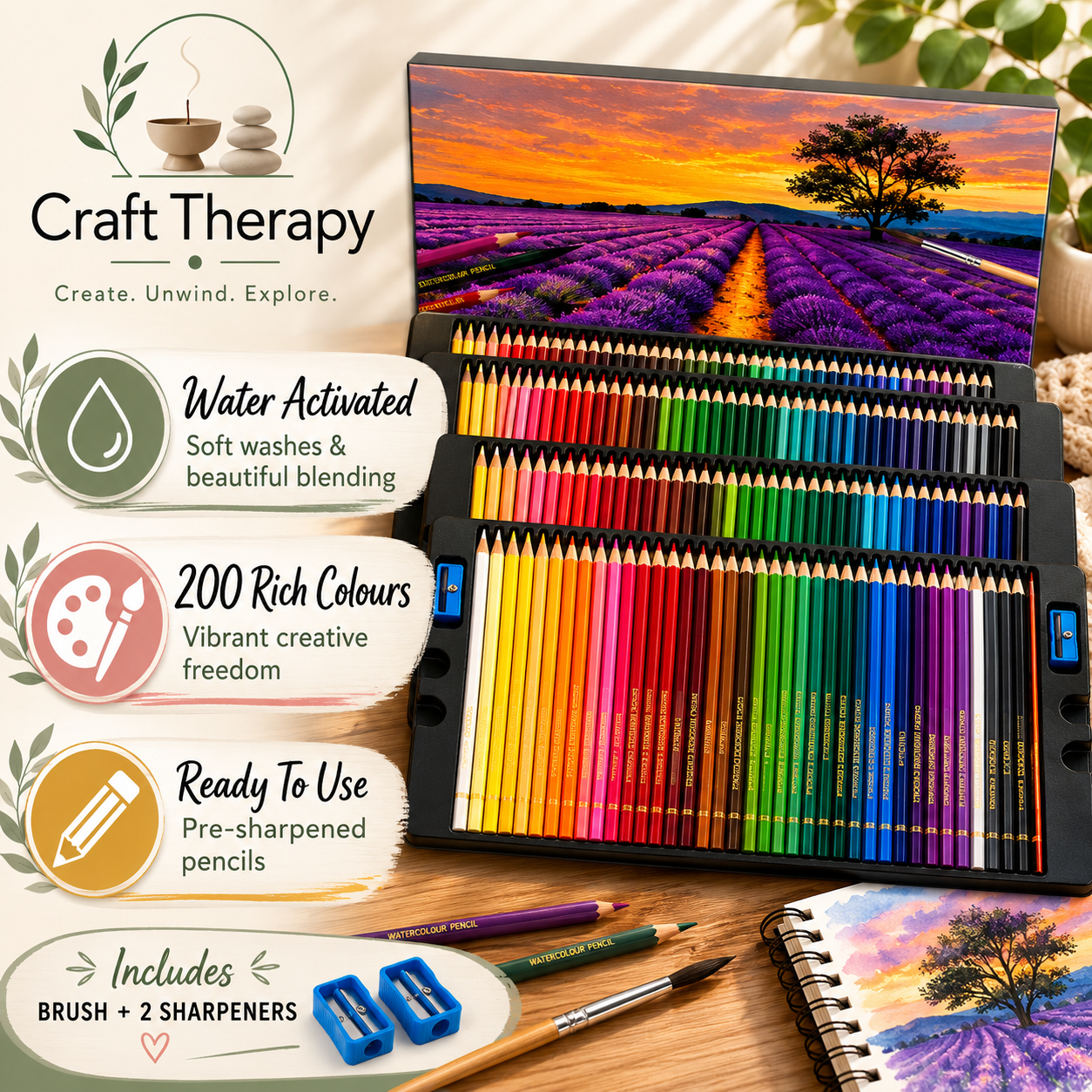 Watercolour Pencils Set – 48, 72, 120, 150 & 200 Colours for Drawing, Painting, Sketching & Adult Colouring Books
