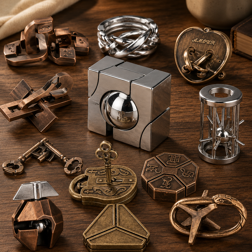 Metal Brain Teaser 28 Piece Puzzle Collection | 3D IQ Puzzles & Mind Games for Adults