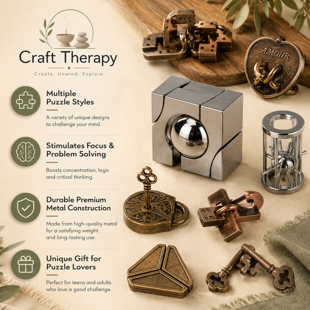 Metal Brain Teaser 28 Piece Puzzle Collection | 3D IQ Puzzles & Mind Games for Adults