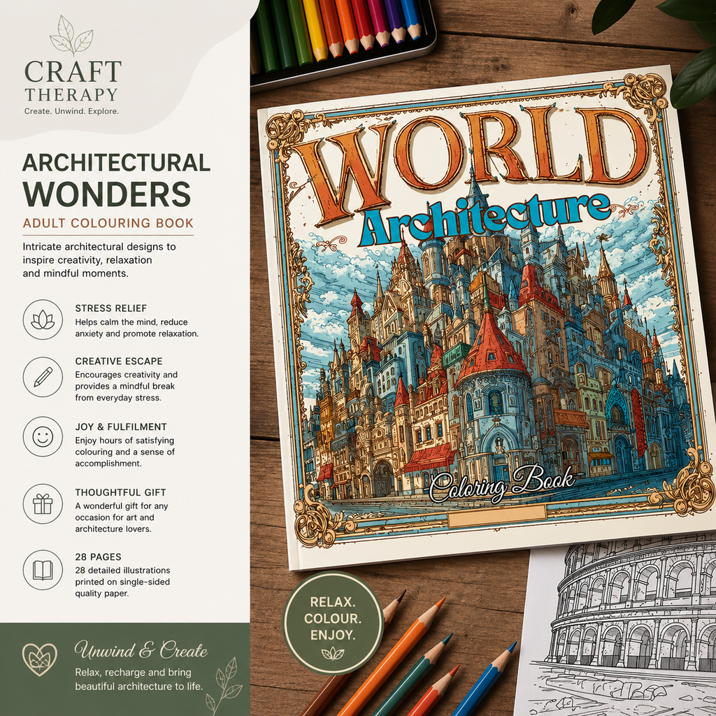 Architectural Wonders Adult Colouring Book | Stress Relief & Relaxation