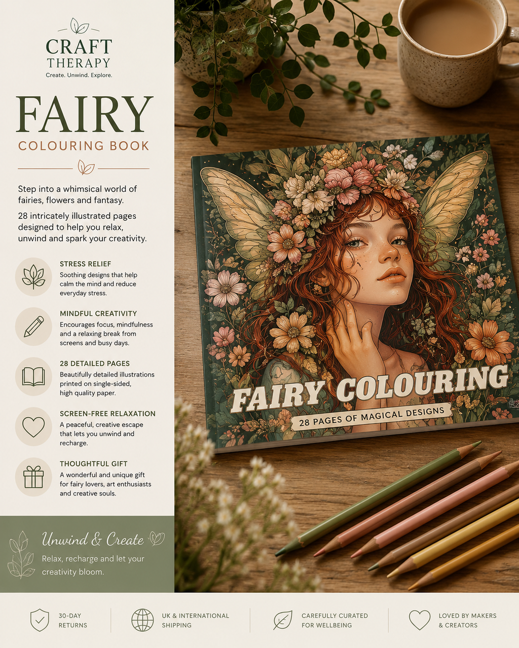 Fairy Garden Adult Colouring Book | Mindful Creativity & Relaxation