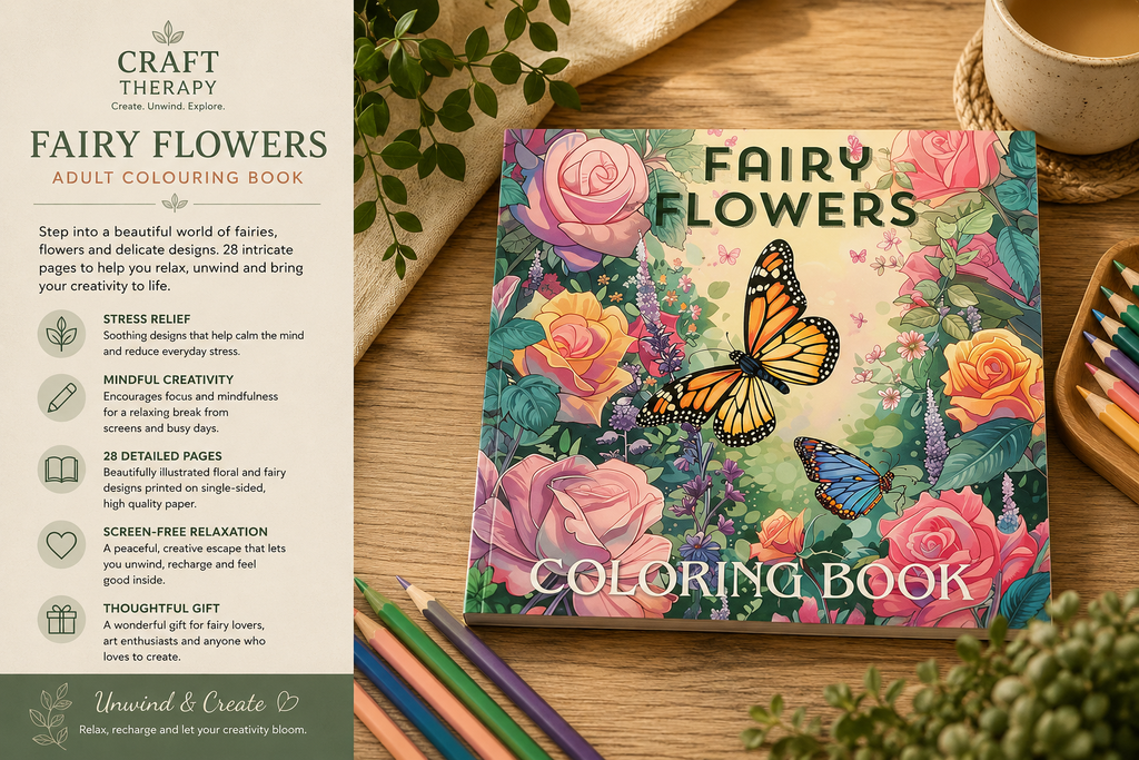 Fairy Flowers Adult Colouring Book | Stress Relief & Relaxation
