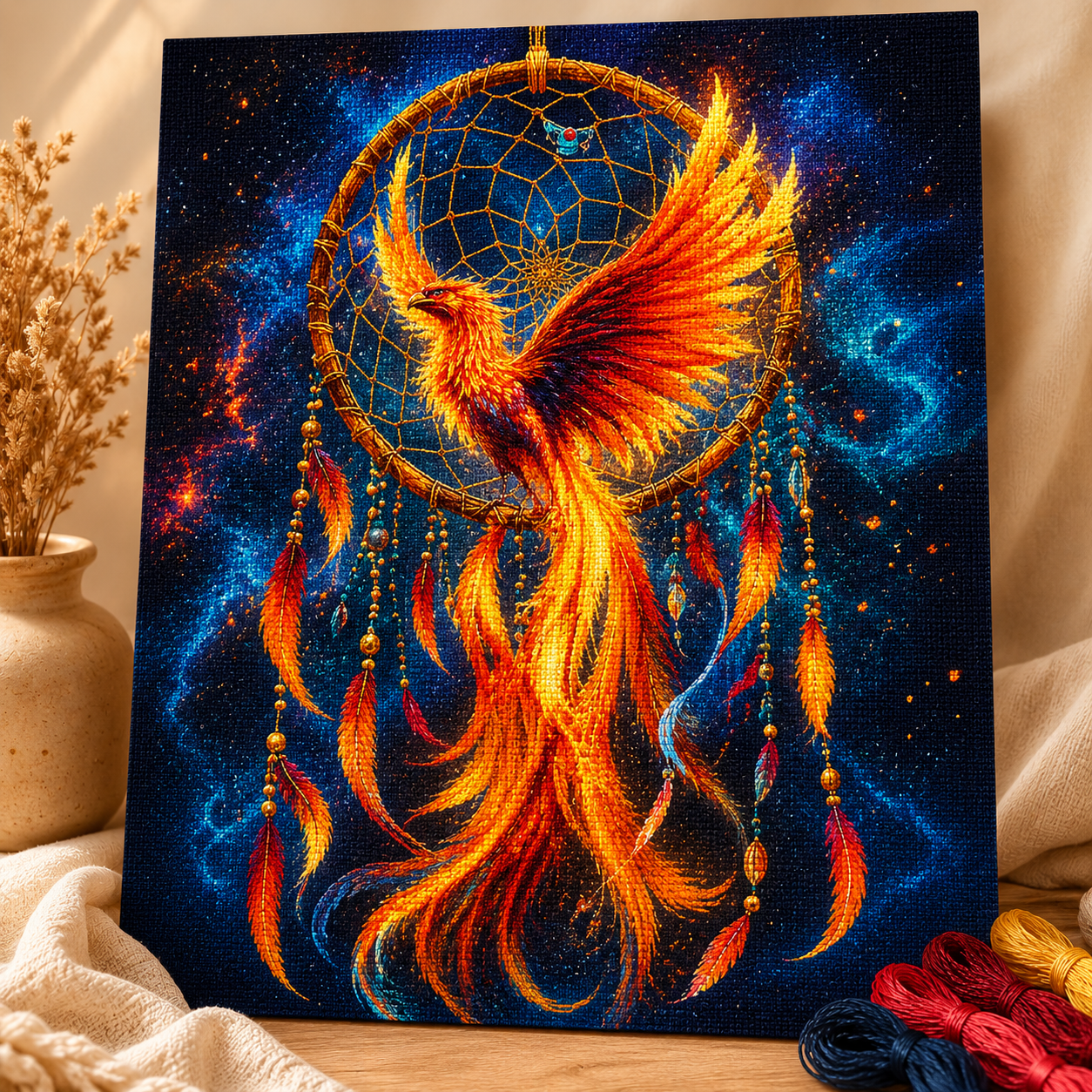 Phoenix Cross Stitch Kit – DIY Embroidery Craft