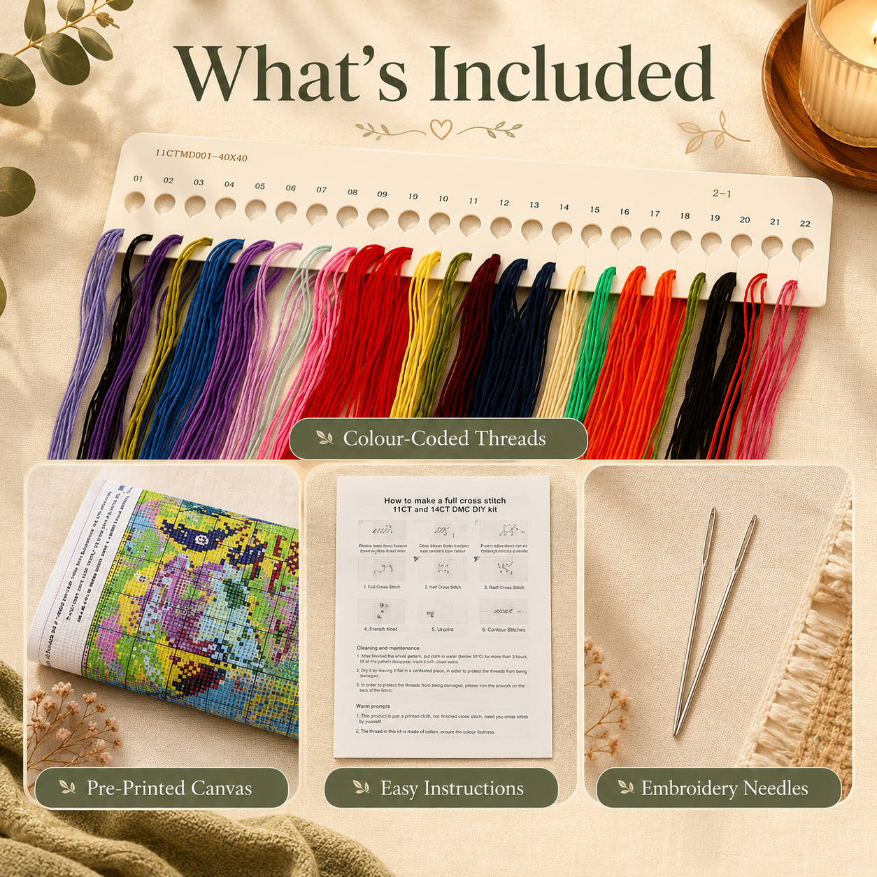 Phoenix Cross Stitch Kit – DIY Embroidery Craft