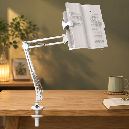 Adjustable Reading Stand & Book Holder – Floor & Desk Mounted Hands-Free Reading Support