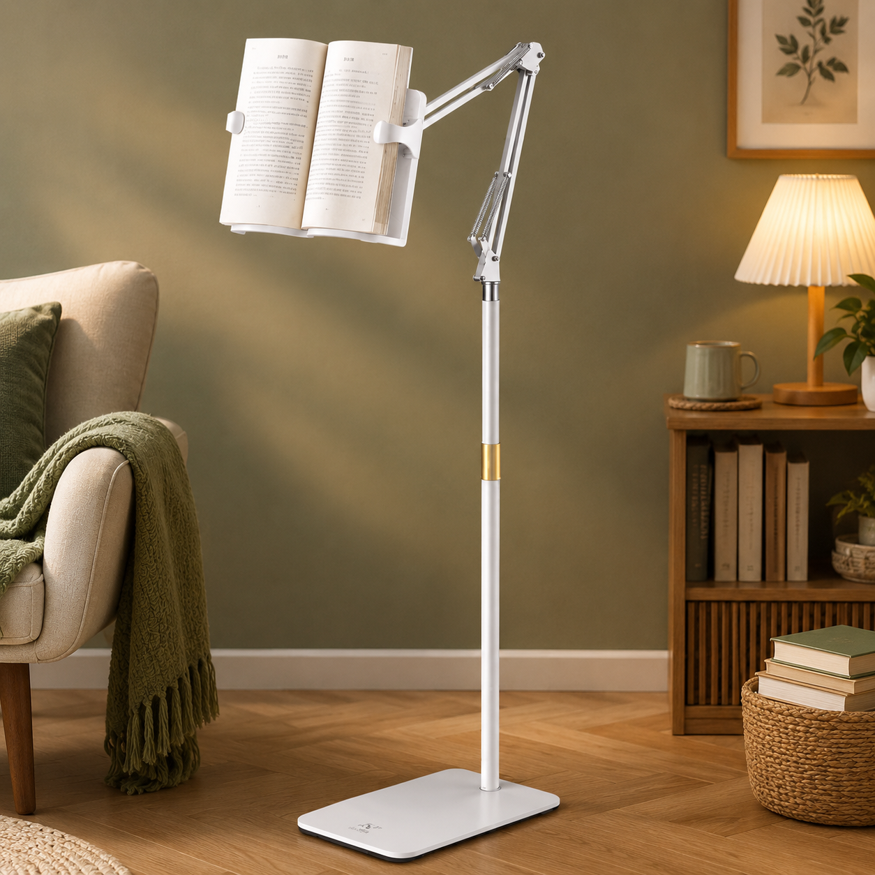 Adjustable Reading Stand & Book Holder – Floor & Desk Mounted Hands-Free Reading Support