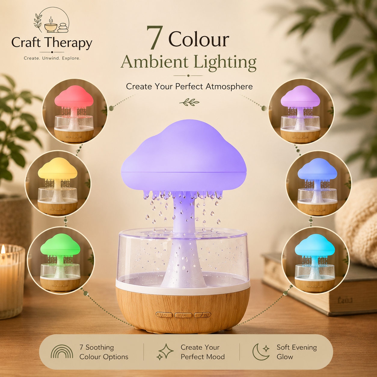Rain Cloud Aromatherapy Diffuser | Relaxing Rain Lamp Humidifier