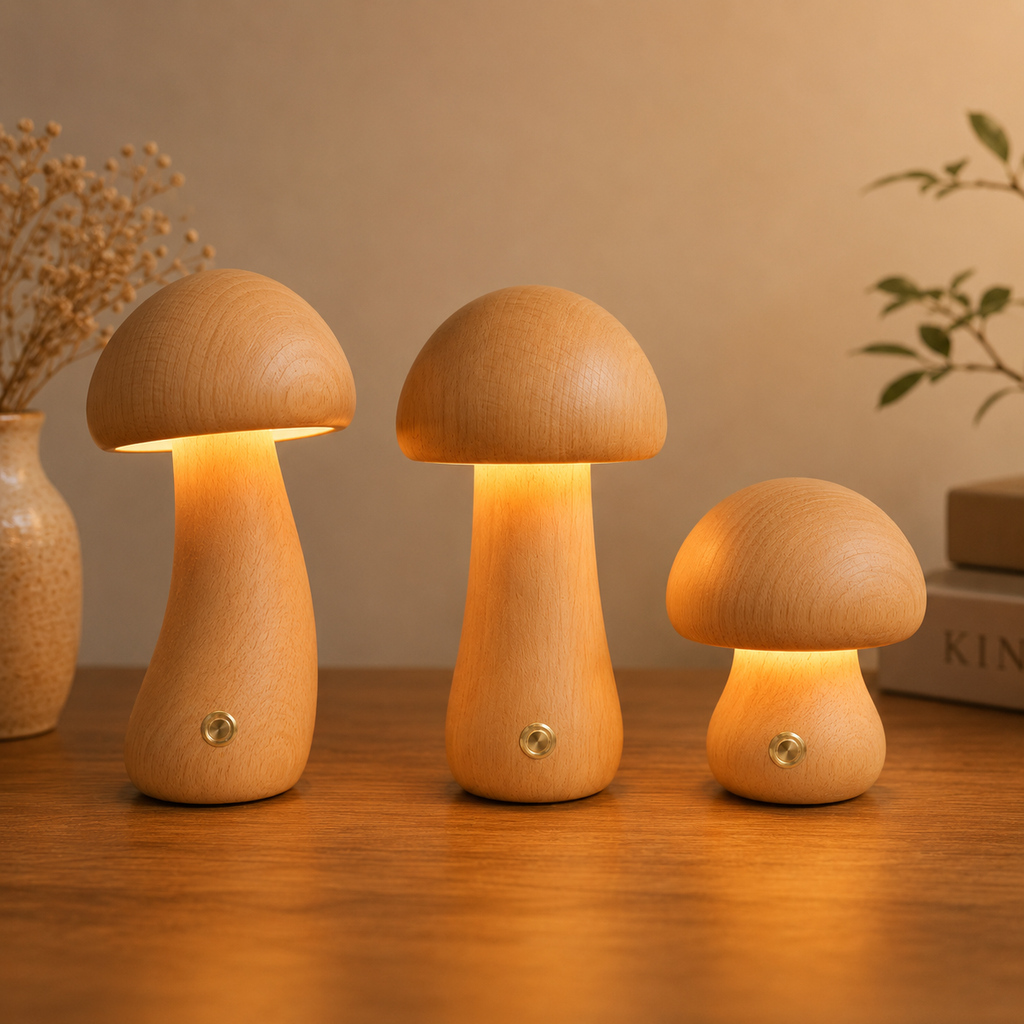 Woodland Mushroom Touch Lamp | Cordless Rechargeable Ambient Night Light