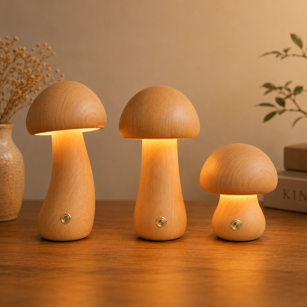 Woodland Mushroom Touch Lamp | Cordless Rechargeable Ambient Night Light