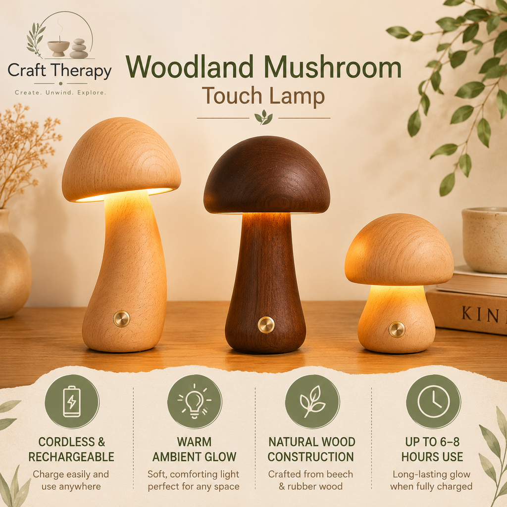 Woodland Mushroom Touch Lamp | Cordless Rechargeable Ambient Night Light