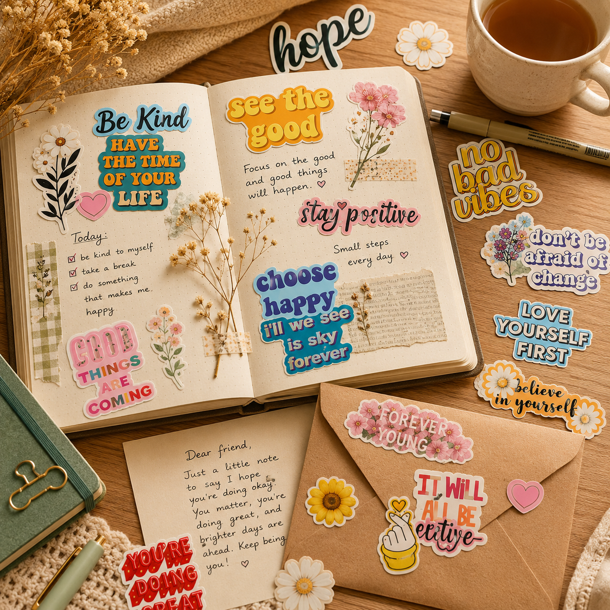 Inspirational Positivity Sticker Pack | 40 Waterproof Motivational Vinyl Stickers