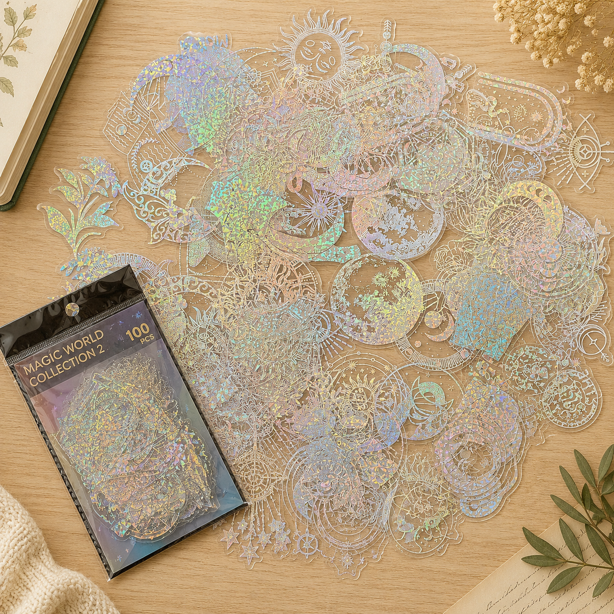 Holographic Transparent Sticker Pack | Butterfly & Planet Laser Stickers (100 Pieces)