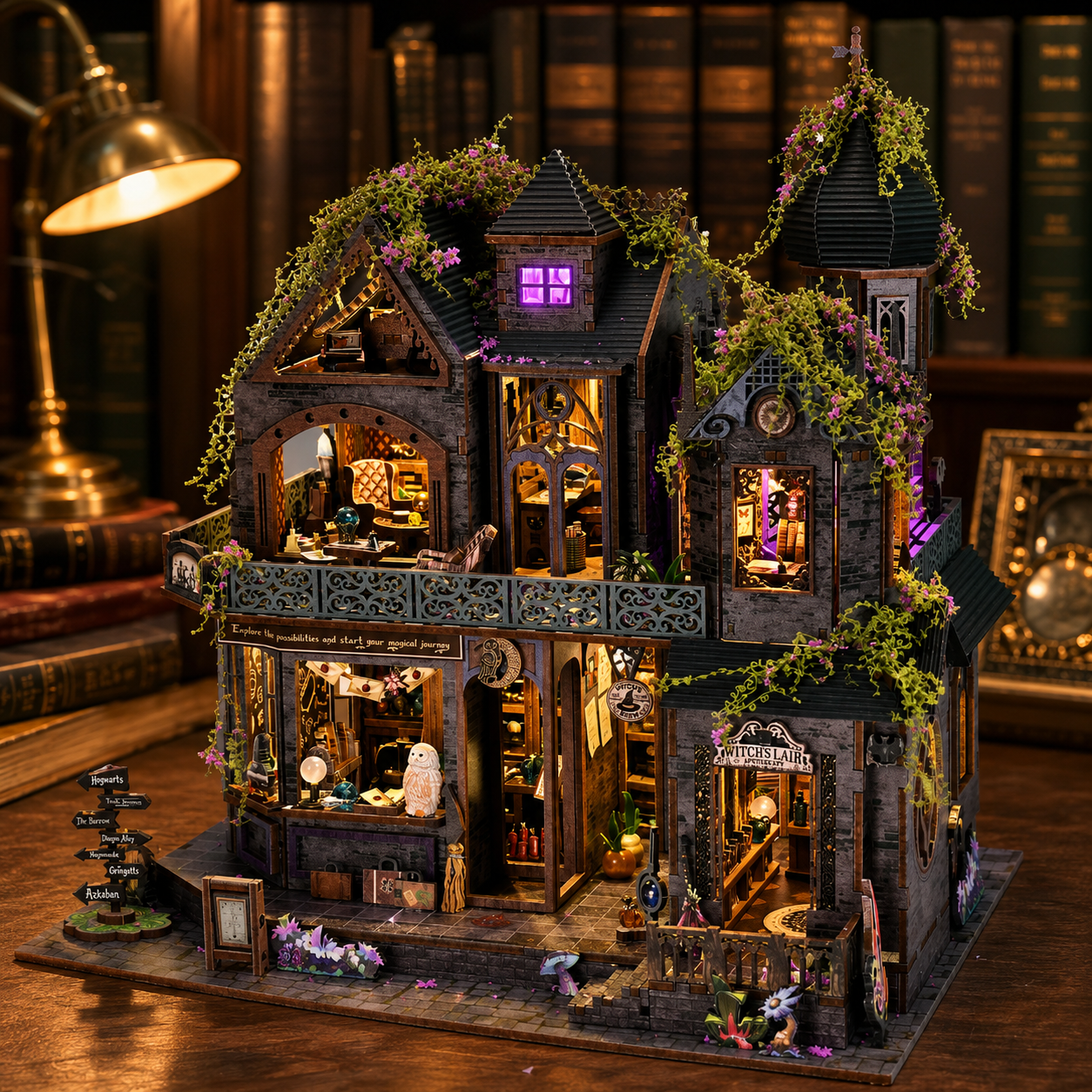 Enchanted Magic Castle DIY Book Nook Kit with Lights & Music