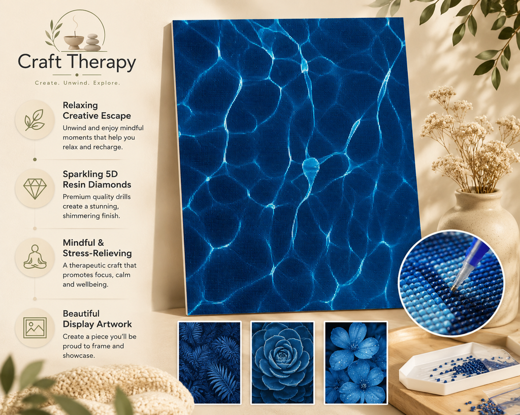 Midnight Blue Botanical Diamond Painting Kit | 5D Crystal Art Canvas