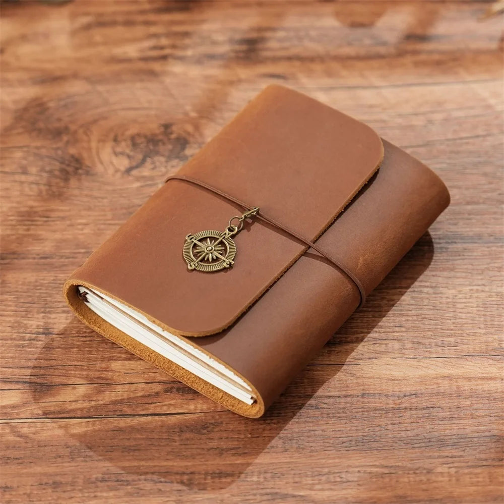 Vintage Genuine Leather Refillable Travel Journal | Handmade Crazy Horse Leather Notebook |  Back to School Gift