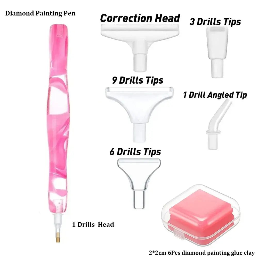 Diamond Painting Pen Set | Multi-Placer Resin Pen with 13 Precision Tips & Wax Clay & Storage Case
