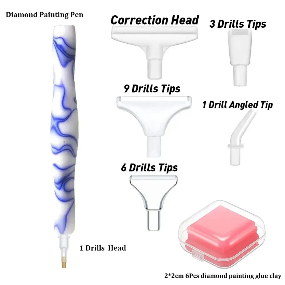 Diamond Painting Pen Set | Multi-Placer Resin Pen with 13 Precision Tips & Wax Clay & Storage Case