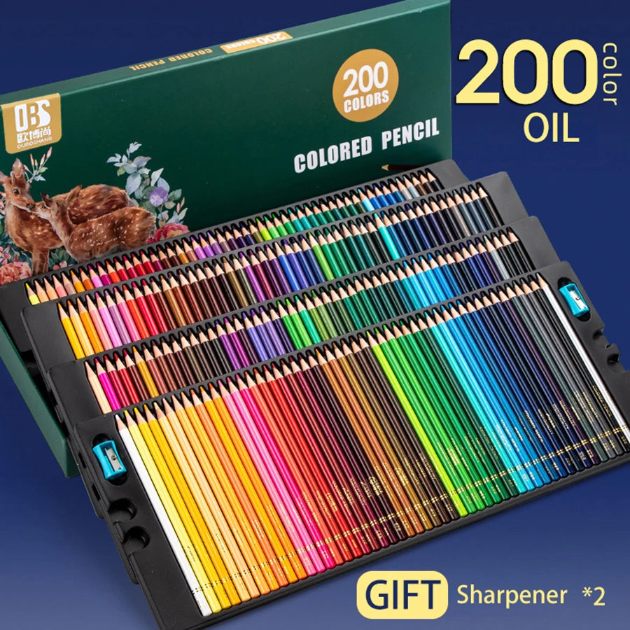 Oil-Based Colour Pencils Set – 48, 72, 120, 150 & 200 Colours for Drawing, Sketching & Colouring