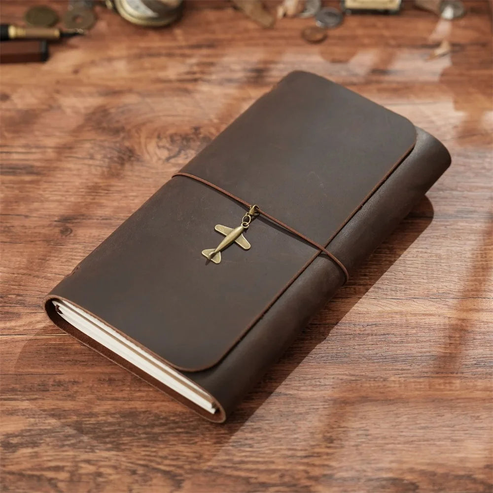 Vintage Genuine Leather Refillable Travel Journal | Handmade Crazy Horse Leather Notebook |  Back to School Gift