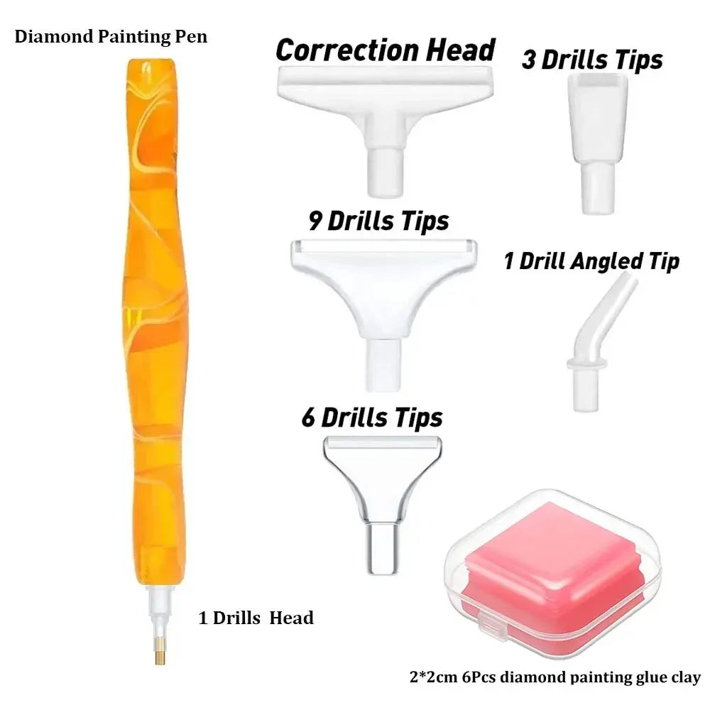 Diamond Painting Pen Set | Multi-Placer Resin Pen with 13 Precision Tips & Wax Clay & Storage Case