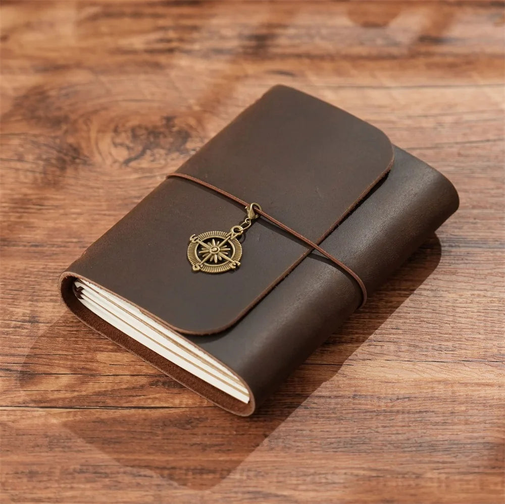 Vintage Genuine Leather Refillable Travel Journal | Handmade Crazy Horse Leather Notebook |  Back to School Gift
