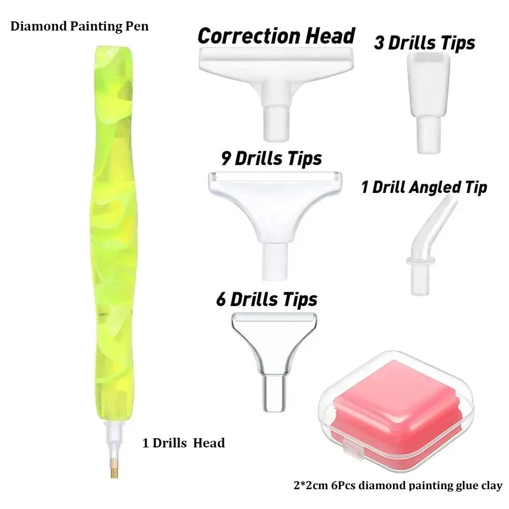 Diamond Painting Pen Set | Multi-Placer Resin Pen with 13 Precision Tips & Wax Clay & Storage Case