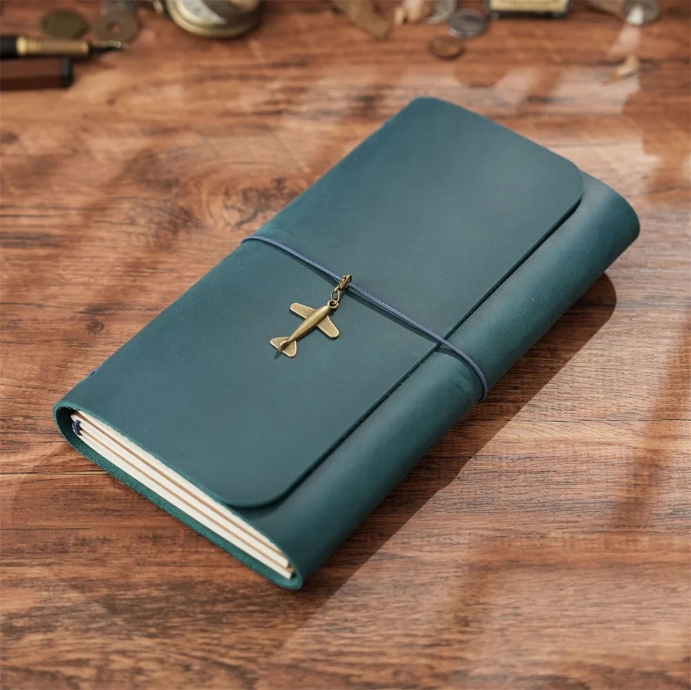 Vintage Genuine Leather Refillable Travel Journal | Handmade Crazy Horse Leather Notebook |  Back to School Gift