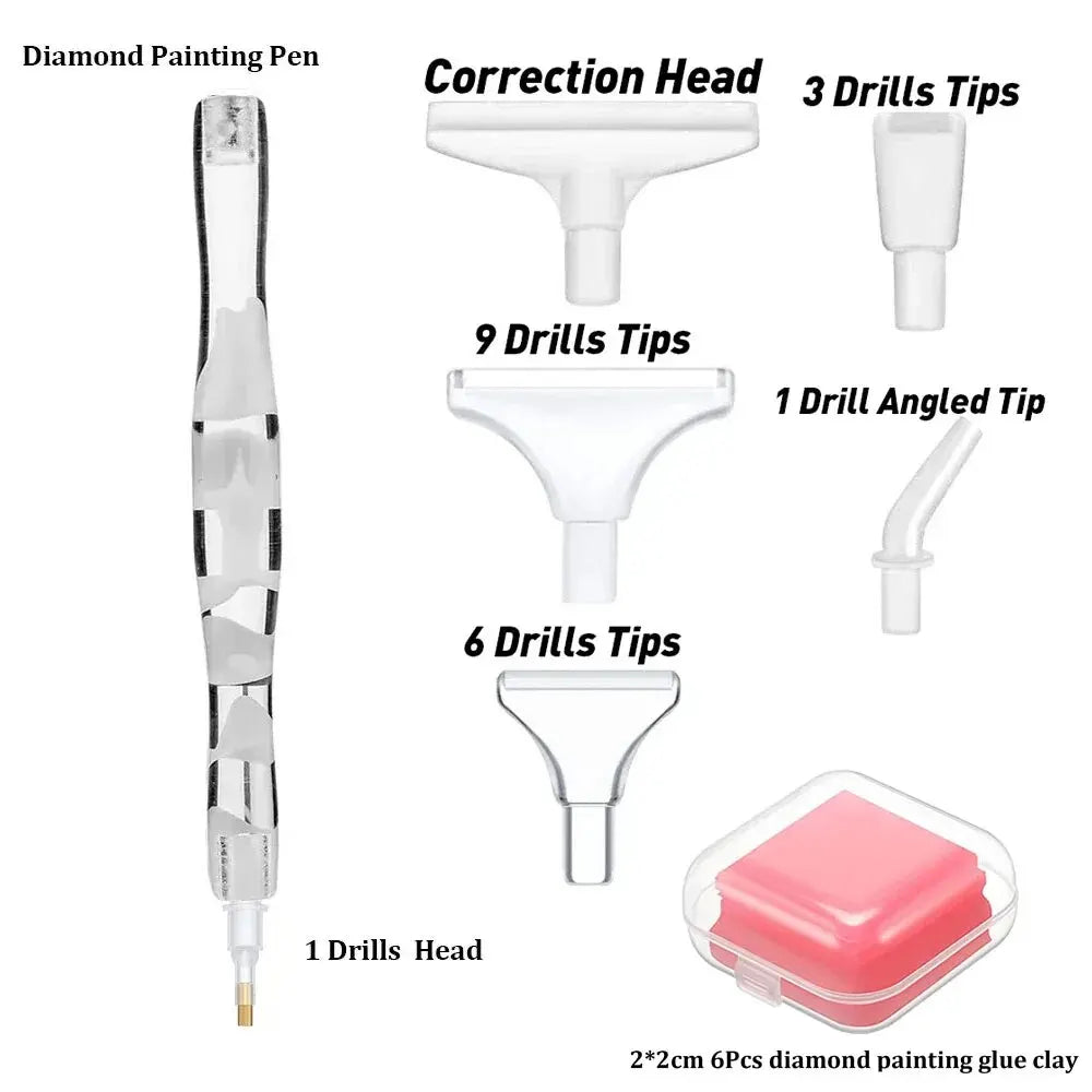 Diamond Painting Pen Set | Multi-Placer Resin Pen with 13 Precision Tips & Wax Clay & Storage Case