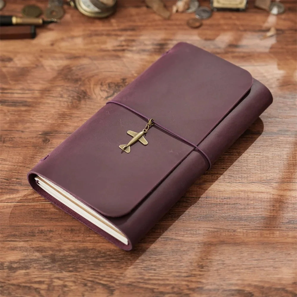 Vintage Genuine Leather Refillable Travel Journal | Handmade Crazy Horse Leather Notebook |  Back to School Gift