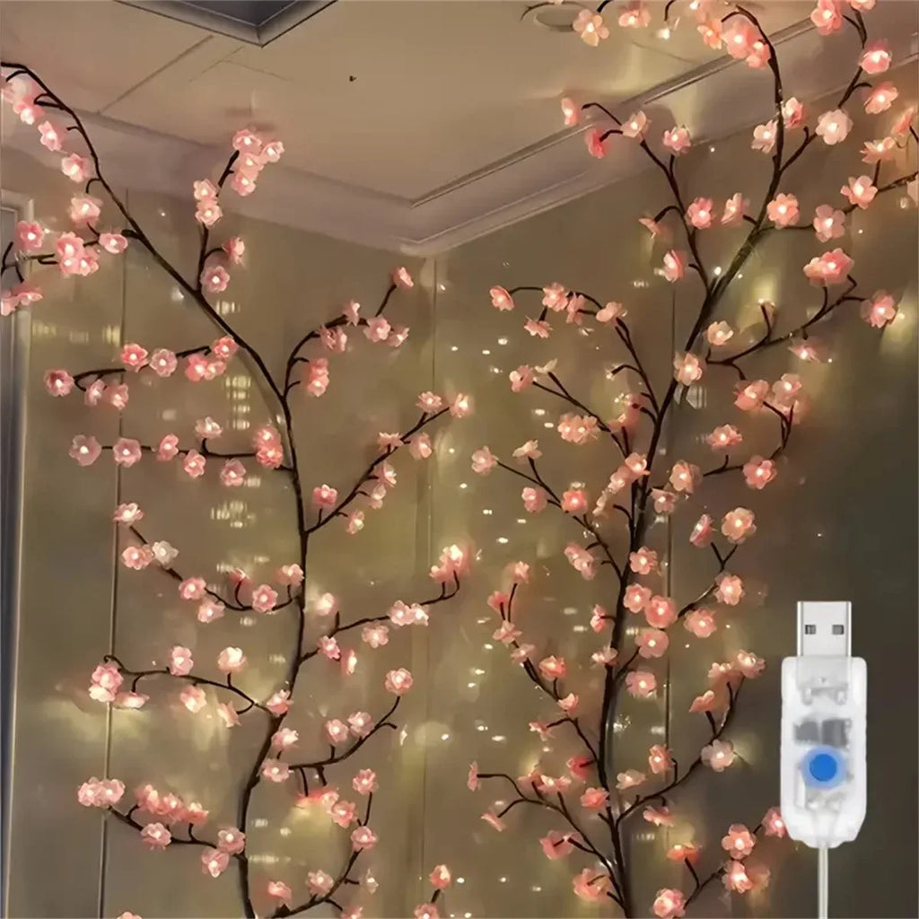 Cherry Blossom 96 Led Tree Branch Rattan Lights 8 Modes I USB I 8 Modes