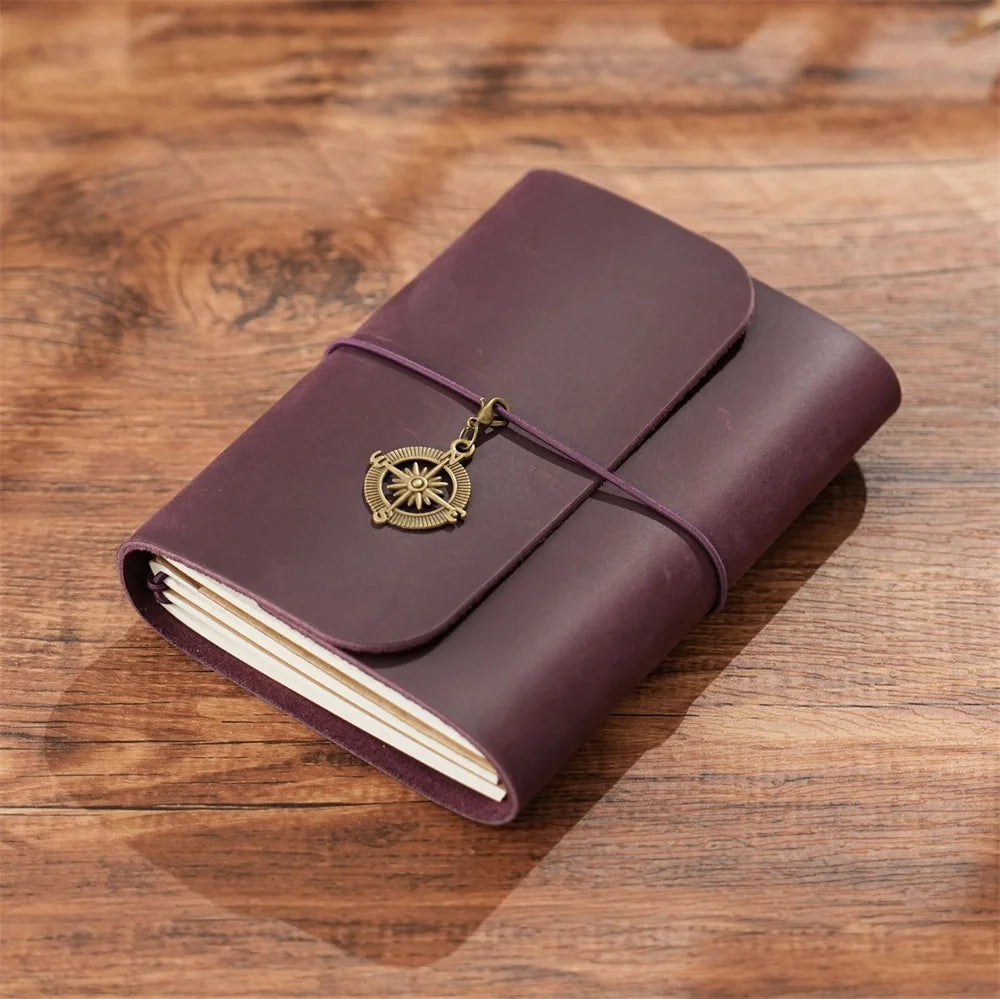 Vintage Genuine Leather Refillable Travel Journal | Handmade Crazy Horse Leather Notebook |  Back to School Gift
