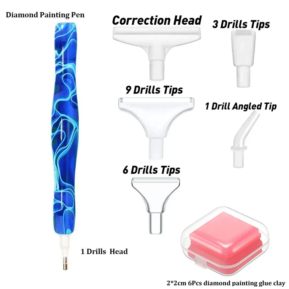 Diamond Painting Pen Set | Multi-Placer Resin Pen with 13 Precision Tips & Wax Clay & Storage Case
