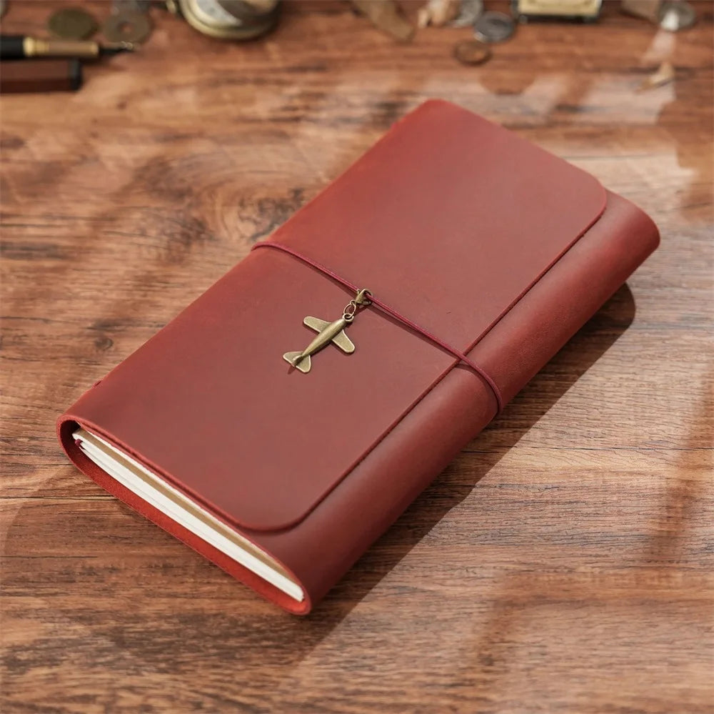 Vintage Genuine Leather Refillable Travel Journal | Handmade Crazy Horse Leather Notebook |  Back to School Gift