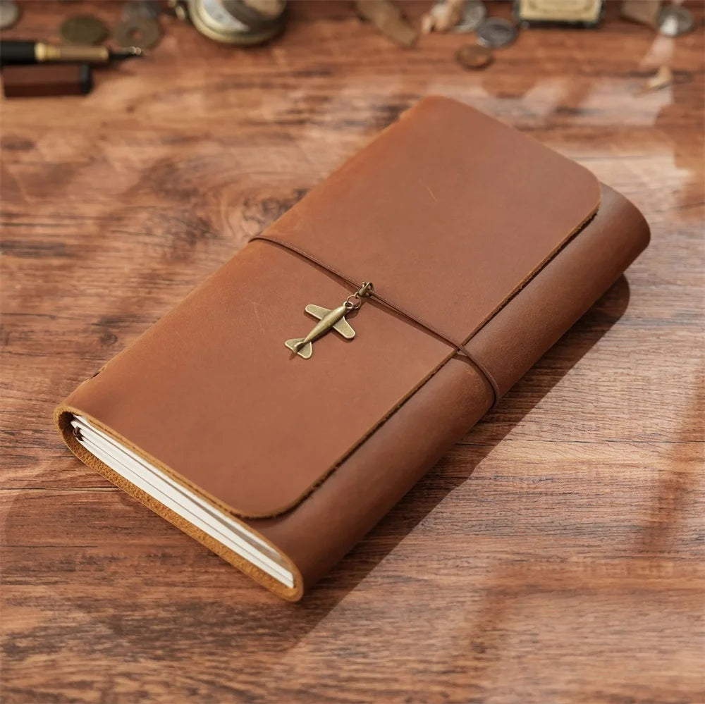 Vintage Genuine Leather Refillable Travel Journal | Handmade Crazy Horse Leather Notebook |  Back to School Gift