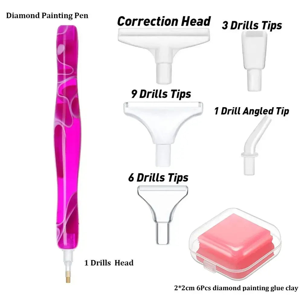 Diamond Painting Pen Set | Multi-Placer Resin Pen with 13 Precision Tips & Wax Clay & Storage Case