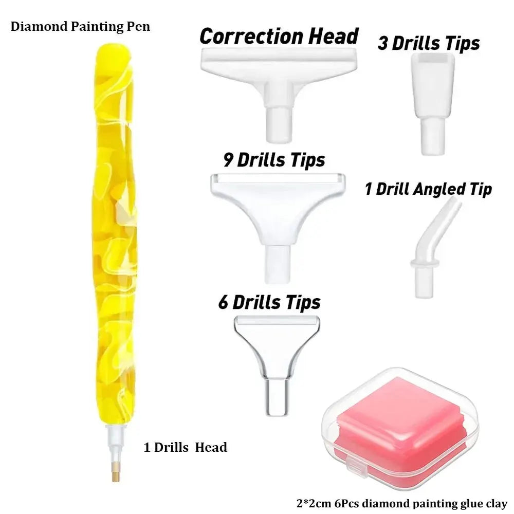 Diamond Painting Pen Set | Multi-Placer Resin Pen with 13 Precision Tips & Wax Clay & Storage Case